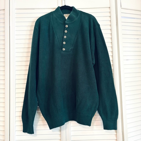 Vintage L.L. Bean Freeport Maine Mede in the USA Green Pullover Sweater Large L - Picture 1 of 5